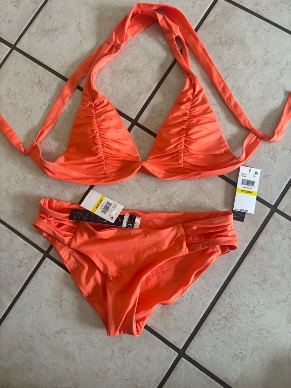 NEW Medium So Luna Swim Ruching Triangle Bikini Set